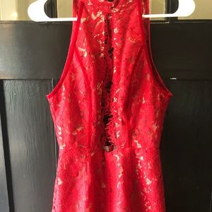 Red Lace Romper
